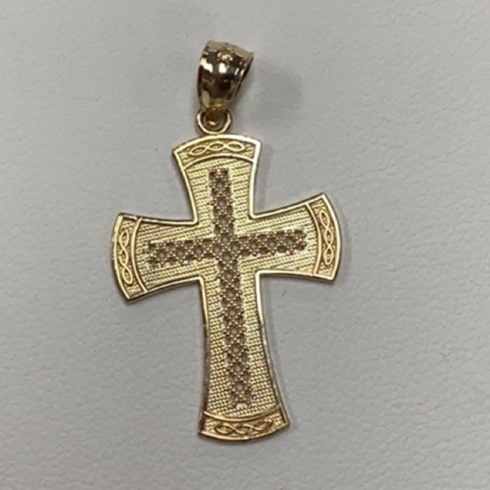New 14K Solid Yellow Gold Cross Pendant